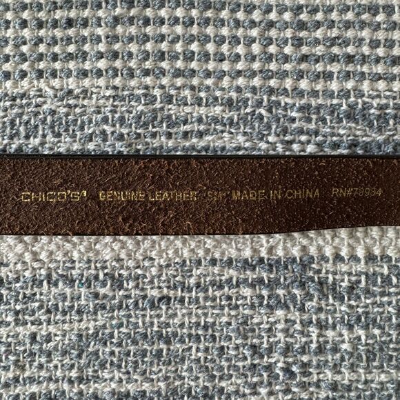 Chico's Brown Belt with Silver and Gold Accents Adjustable - leather slide - Picture 7 of 10